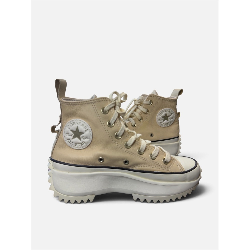 Converse Run Star Hike High Leather Platform Sneakers Parchment Beige 172550C